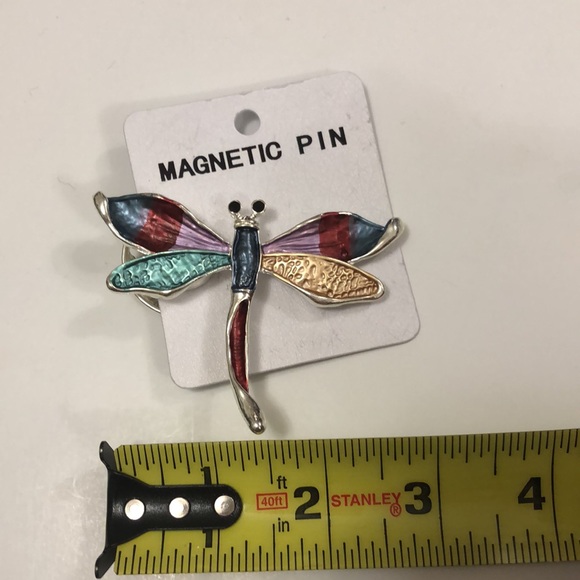 Dragonfly Pin Magnetic Multicolour Silver colour magnets Excellent Like New - Picture 5 of 6
